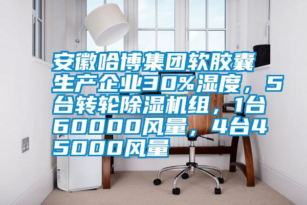 安徽哈博集團軟膠囊生產企業30%濕度，5臺轉輪除濕機組，1臺60000風量，4臺45000風量