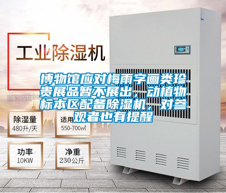 博物館應對梅雨字畫類珍貴展品暫不展出，動植物標本區配備除濕機，對參觀者也有提醒